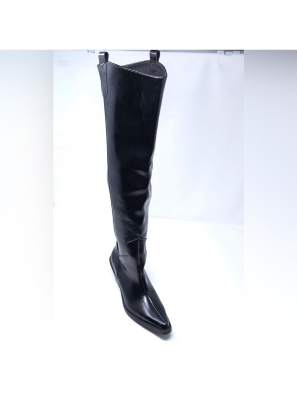 Wild Pair Luelap Boots Black Faux Leather Western Knee High - Picture 4 of 11
